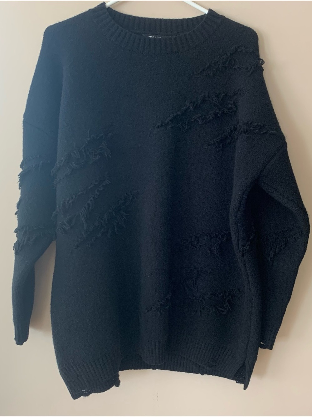 Tide Card Log Black Distressed Oversized Sweater